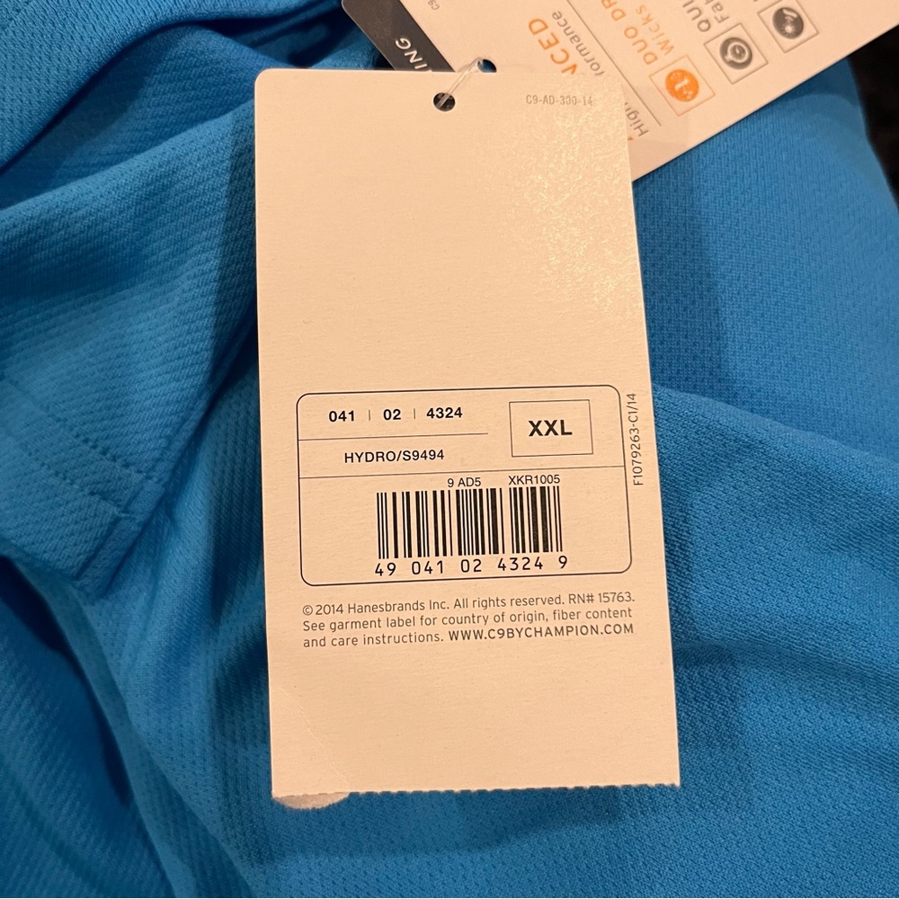 🐠NWT CHAMPION MEN’S DUODRY BLUE ATHLETIC SHIRT SIZE 2XL🐠 - Picture 5 of 7